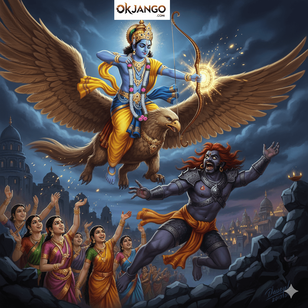 Diwali Celebrated as Lord Krishna's Victory over Narakasura