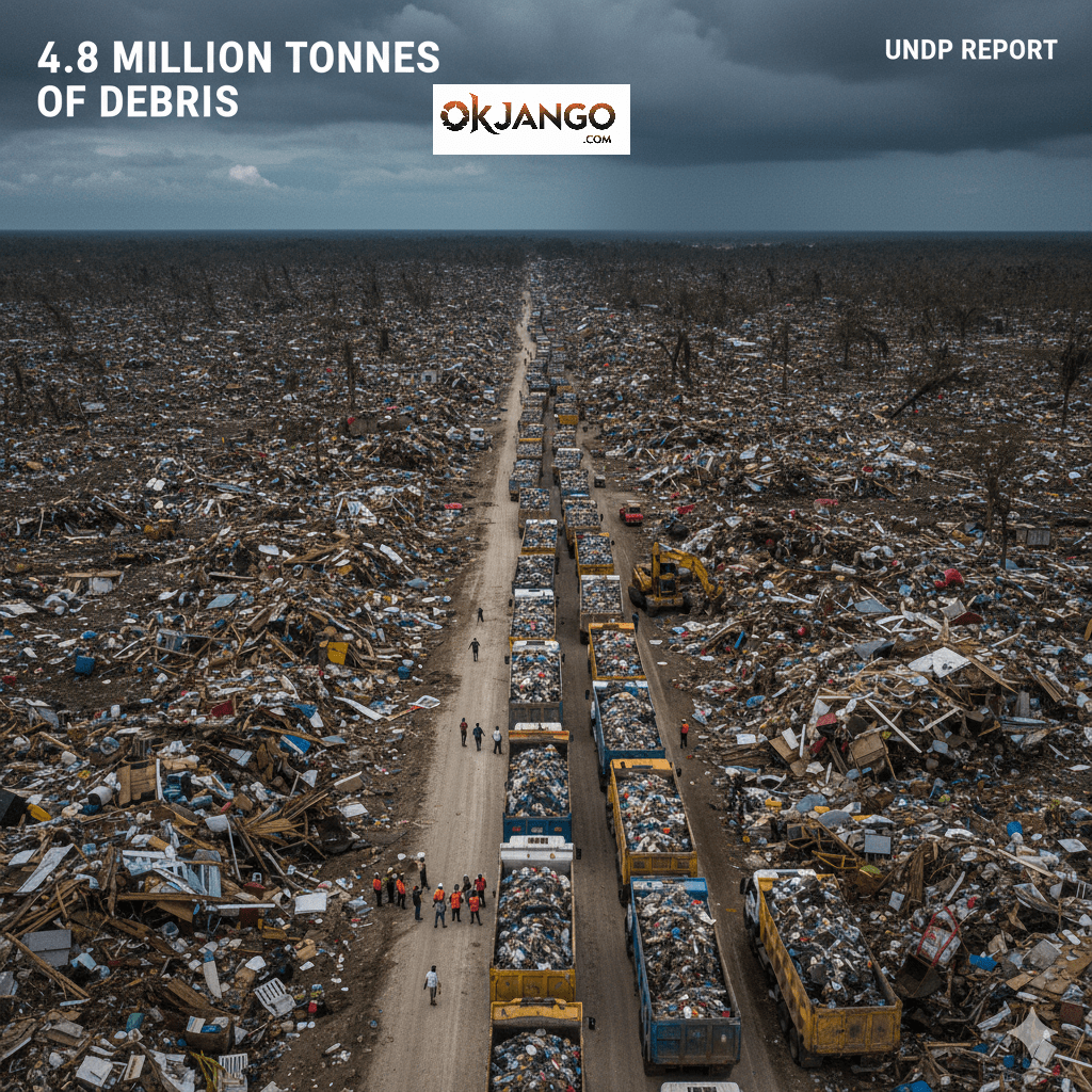 Debris accumulation due to Hurricane Melissa